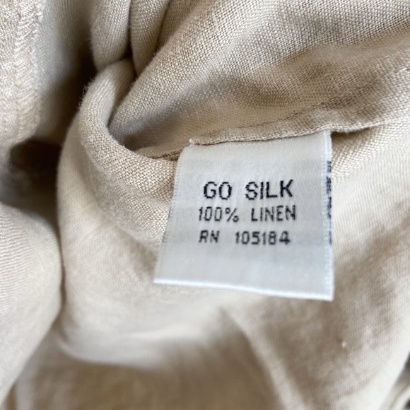 Beige Linen Asymmetrical Blouse with Relaxed Fit - Picture 4 of 7